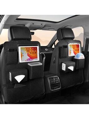2 Pack Car Seat Back Protectors for Kids - Kick Mats & Organizer, Dirt & Scuff